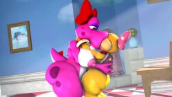16:9 2girls 3d 3d_animation accessory animated anthro ass big_breasts big_butt birdo birdo_(character) bow_ribbon breasts claws digital_media_(artwork) dragon_koopa duo extreme_french_kiss eye_contact face_lick face_sucking female french_kiss hair_accessory hair_ribbon hairbow high_framerate kabalmystic_(style) kissing koopa koopaling larger_female licking lifting_partner lips looking_at_another making_out mario_(series) nintendo no_sound pink_birdo ribbons ring_(jewelry) scalie short_playtime size_difference smaller_female tagme tail tail_motion tailwag thatknowndude thick_lips thick_thighs tongue video wendy_o._koopa widescreen yuri