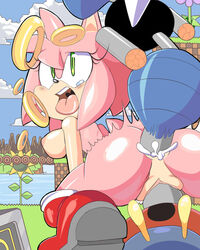 1girls amy_rose anal anal_penetration anal_sex badnik big_breasts breasts buzz_bomber checkered cloudz cum cum_explosion cum_in_ass cum_inside cum_leaking double_penetration female gameplay_mechanics green_eyes green_hill_zone hedgehog huge_cock looking_pleasured losing_rings mammal moto_bug nipples nude rings robot sega sonic_(series) sonic_1 sonic_team sonic_the_hedgehog_(series) superbunnygt tongue tongue_out vaginal_penetration