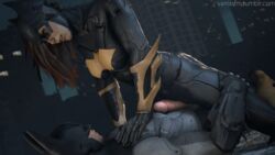 3d animated batgirl batgirl_(arkham_knight) batman batman:_arkham_knight batman:_arkham_origins batman_(series) clothed dc dc_comics duo female female_on_top human male penis tribadism_on_penis varrissfm