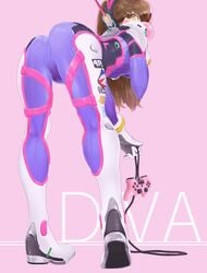 ass bent_over bodysuit cameltoe controller d.va female glo-s-s looking_back overwatch presenting pussy