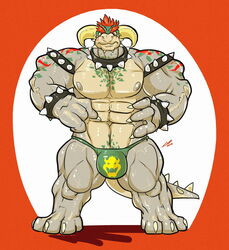 1boy 2015 argonian bowser crossover danandnite dragon fusion horns lizard looking_at_viewer male male_only mario_(series) muscular nintendo red_hair scalie skyrim solo standing tail the_elder_scrolls