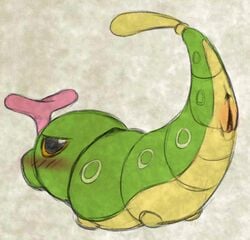 anus ass caterpie drawn female feral nintendo pokemon presenting presenting_hindquarters presenting_pussy pussy python13rp simple_background solo video_games yaroul