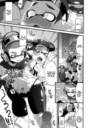 anal anthro cephalopod cephalopod_humanoid clothing comic english_text group humanoid inkling inkling_boy male male_only mammal marine mask mask_(marking) monochrome morishima_kon nintendo pointy_ears sex splatoon squid tentacle tentacle_hair text video_games yaoi