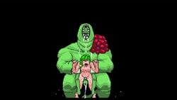 animated anthophobia cum cum_in_ass cum_in_pussy cum_inflation cum_inside diphallia diphallism double_penetration game_cg green_hair inflation multi_penis penis pixel_art plant rape size_difference sound stomach_bulge video zombie