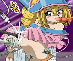 anal ass blonde_hair blush blush_stickers cum cum_in_mouth cum_on_clothes dark_magician_girl female looking_back machine mametora_(artist) oral penetration saliva sex_machine shiny_skin uncensored vaginal_penetration yu-gi-oh!