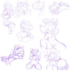 2016 anus ass blaze_the_cat breasts female koro_kizama looking_at_viewer looking_back mammal nipples nude open_mouth penis pussy sketch smile sonic_(series) tongue