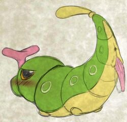 1boy anus ass caterpie drawn feral male male_only nintendo penis pokemon precum presenting presenting_hindquarters python13rp simple_background solo video_games yaroul