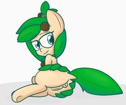 anus ass equine fan_character female feral green_hair hair horse looking_back mammal mr-degration my_little_pony pony pussy simple_background smile solo white_background