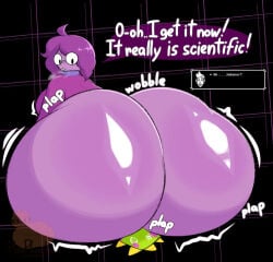 1girls ass big_ass big_breasts black_eyes bluesky_link breasts breath clothing color deltarune deltarune_chapter_5 dialogue english_text female female_focus floradinn flowery genderswap genderswap_(otf) glasses hyper hyper_ass looking_down meme open_eyes open_mouth partially_clothed plumkinplumchime purple_body purple_hair rule_63 seth_(deltarune) shirt sitting text