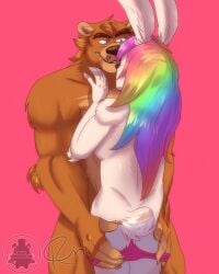 anthro down female female/male five_nights_at_freddy's five_nights_at_freddy's:_security_breach fnaf fnaf_security_breach furry glamrock_freddy glamrock_freddy_(fnaf) male male/female nude panties riley_morningstar straight
