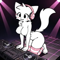 ai_generated anthro disco dj featureless_breasts female furry girlkisser silly_cat_(mauzymice)