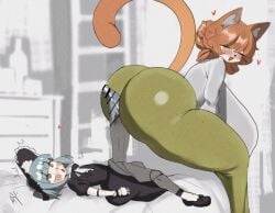 1futa 2girls animated ass balls bed bedroom big_ass big_breasts big_penis blush blush_lines breasts buttjob cat_ears cat_tail catgirl censored character_request charlotte_(roriposter) clothing doll doll_joints dress eyes_rolling_back fat_ass furry gigantic_ass gigantic_breasts gigantic_butt gigantic_penis grey_hair heart_symbol huge_ass huge_boobs huge_breasts large_ass large_breasts large_butt large_penis large_thighs larger_female lying_on_back lying_on_bed maid maid_headdress maid_outfit penis penis_between_ass pleasure_face room sideboob size_difference smaller_female sound tagme testicles video yamyamshimete_(artist) yellow_eyes