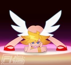 1girls alternate_version_available areolae armwear ass ass_up blonde_hair blue_eyes bottomless bracelet breasts female female_only fkimnsfw footwear hair heels jack-o_pose long_hair medium_breasts naked naked_female nipples nude nude_female panty_&_stocking_with_garterbelt panty_anarchy pose posing solo solo_female splits thighs topless wings
