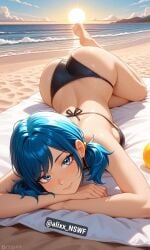 1girl 1girls ai_art ai_generated alixx_nswf beach big_breasts bikini blue_eyes blue_hair brawl_stars breasts jacky_(brawl_stars) sexy sexy_pose supercell
