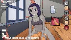 1girl 1girls animated dc dotartnsfw flash_game hole_house nipple_outline no_sound rachel_roth raven_(dc) sex video