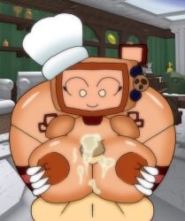 areolae badware_(die_of_death) breasts civilian_(die_of_death) cookieware_(die_of_death) die_of_death_(roblox) nipples paizuri roblox roblox_game robloxian robot_girl screen_face strimvade5000_(artist) titjob tits
