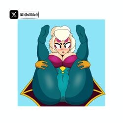 ass ass_focus big_ass big_breasts black_eyes blonde_hair blush brawl_stars breasts charlie_(brawl_stars) female gloves long_gloves long_hair miztliart no_ai pussy pussy_focus short_hair solo_female supercell teenage_female