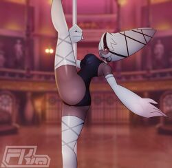 1girls alternate_version_available armwear ass black_leotard breasts carmilla_carmine clothing demon demon_girl detached_sleeves ear_piercing earrings female female_only fkimnsfw hazbin_hotel hoop_earrings leg_lift leg_up legwear leotard long_hair mature mature_female mature_woman milf mother one_leg_raised one_leg_up pole pole_dancing raised_leg red_sclera solo solo_female stripper stripper_pole thighhighs white_eyes white_hair white_thighhighs