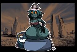 ass_bigger_than_head ass_focus big_ass big_butt butt girl goblin goblin_female huge_ass shortstack sitting tagme ykujo