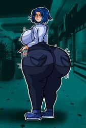 ass_bigger_than_head big_breasts big_butt blue_hair huge_ass oc original_character tagme ykujo