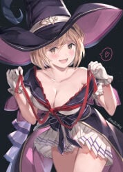 1girls bare_legs barefoot blonde blonde-haired_female blonde_female blonde_hair blush brown_eyes cleavage djeeta_(granblue_fantasy) female granblue_fantasy milli_little official_alternate_costume short_hair witch_hat