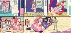 1girls balonojoshi big_breasts breasts expansion female female_only large_breasts multiple_girls objectification pool_toy rubber rubber_toy rubberization transformation