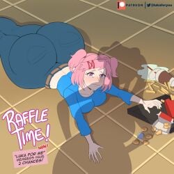 ass doki_doki_literature_club female girl lukaforyou natsuki_(doki_doki_literature_club) pink_hair short_hair tagme