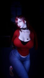 1girl 1girls 2026 3d 4k alternate_breast_size alternate_eye_color alternate_hair_color background beauty_mark bed bedroom big_breasts big_lips blue_eyes bnwo breasts breasts_bigger_than_head choker chromatic_aberration clothed clothing collar crashbanditkut curvaceous curvy curvy_figure depth_of_field detailed_background earrings eyebrows eyelashes female final_fantasy final_fantasy_vii final_fantasy_vii_remake hair half-closed_eyes hi_res high_resolution highres human indoors inside jeans light-skinned_female light_skin lips lipstick long_eyelashes long_hair long_nails looking_away makeup mascara mature mature_female mature_woman mole mole_under_eye nail_polish nails night nose_piercing pale-skinned_female pale_skin piercing piercings pinup polo_shirt qos qos_tattoo queen_of_spades queen_of_spades_symbol queen_of_spades_tattoo red_hair room self_upload septum_piercing shirt shoes simple_background smile smiling sneakers snowbunny solo solo_female solo_focus square_enix standing straight straight_hair tattoo tattoos thick thick_lips thick_thighs thighs tifa_lockhart virt-a-mate virtamate voluptuous voluptuous_female young young_female