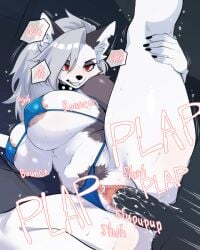 4:5 anthro areola areola_slip bikini biped breasts canid canid_demon canine censored clothed clothing demon female female_penetrated gayoku_midara genitals hellaverse hellhound helluva_boss hi_res loona_(helluva_boss) male male/female male_penetrating mammal mythological_canine mythological_creature mythology penetration penile penile_penetration pubes pupils raised_leg red_eyes sex spread_legs spreading swimwear two-piece_swimsuit vaginal vaginal_penetration vulva white_body
