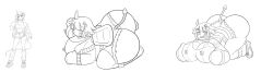 1girls balonojoshi big_ass big_breasts breasts expansion female female_only large_breasts monochrome objectification original_character pool_toy rubber rubber_toy rubberization sketch transformation