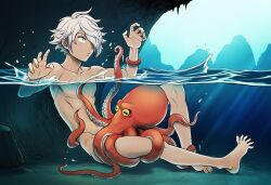 blowjob male male_only octopath_traveler octopath_traveler:_champions_of_the_continent octopath_traveler_0 octopus partially_submerged therion therion_(octopath_traveler)