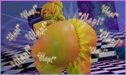 blush bottomless clapping_cheeks closed_eyes forsaken_(roblox) freckles freckles_on_ass looking_back looking_pleasured motion_lines noob_(forsaken) noob_(roblox) onomatopoeia open_mouth party_noob_(forsaken) roblox rusoph scene_noob twerking yellow_skin