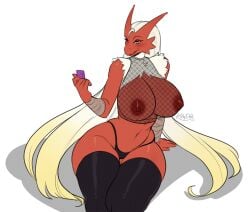 2026 alpha_channel anthro areola biped blaziken breasts clothed clothed_anthro clothed_female clothing digital_drawing_(artwork) digital_media_(artwork) female fingers front_view fur generation_3_pokemon kittydee looking_at_viewer navel nintendo nipples pokemon pokemon_(species) sitting smile solo