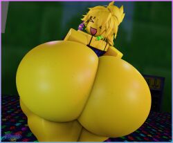 bottomless closed_eyes forsaken_(roblox) freckles freckles_on_ass looking_at_viewer looking_back noob_(forsaken) noob_(roblox) open_mouth party_noob_(forsaken) roblox rusoph scene_noob yellow_skin