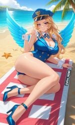 1girl 1girls ai_art ai_generated alixx_nswf beach big_breasts bikini blonde_hair breasts freya_(mobile_legends) heels mlbb mobile_legends mobile_legends:_bang_bang sexy sexy_pose wings