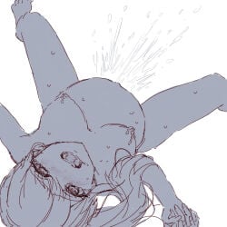 amniotic_fluid birth blush canon_genderswap completely_nude female female_only genderswap_(mtf) gintama holding_hands labor labor_pains lactation long_hair looking_at_viewer medium_breasts monochrome nude okita_sougo okita_souko on_back pregnant rule_63 shirogu side_ponytail sketch solo spread_legs tears water_break