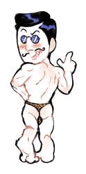 backsack balls ballsack black_hair butt cartoon cartoony cheetah_print cheetah_print_underwear chibi chibi_style confident digital_media_(artwork) eyes_not_visible glasses human humanoid jaguar_print leopard leopard_print leopard_print_swimsuit leopard_print_swimwear leopard_spots male male_only mr_shrink muscular muscular_male oc original original_character original_characters pale_skin pale_skinned_male pince-nez pointing pointing_up presenting_back presenting_backside shiny_hair skimpy skimpy_clothes skimpy_outfit skimpy_speedo smiling smirk speedo speedo_only swimwear teeth teeth_showing the_shrink white_skin white_skinned_male