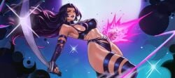 1girls 2d 2d_(artwork) 2d_artwork asian asian_female black_hair breasts curvy_body curvy_female curvy_figure curvy_hips earrings female_only gloves highleg highleg_leotard holding holding_weapon hoop_earrings japanese japanese_female jewelry large_breasts leotard light-skinned_female light_skin long_hair looking_at_viewer marvel marvel_comics marvel_rivals mutant_(marvel) psylocke psylocke_(sai)_(vengeance) purple_eyes purple_leotard purple_lipstick rgate solo superhero_costume sword thick_thighs thighhighs torn_clothes torn_clothing torn_leotard weapon wide_hips