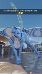3d_(artwork) anthro ass bedroom_eyes bent_over big_breasts big_butt blender_(artwork) blender_cycles blue_body breasts claws clothed clothed_anthro clothing cobra curvy_figure digital_media_(artwork) feet female furry furry_female hi_res hourglass_figure huge_breasts huge_thighs lizard looking_at_viewer markings multicolored_body multicolored_scales narrowed_eyes outside partially_clothed public raised_tail reptile scales scalie scalie_female seductive selfie snake snake_hood solo stretching striped_body striped_markings striped_tail stripes swimwear szarla_(xelli) tail tail_markings thick_thighs toe_claws ventral_scales wide_hips xelli yellow_eyes