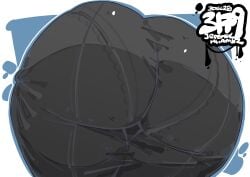 1girls artist_name ass ass_focus big_ass black_pants blue_background blue_outline border dated fat_ass huge_ass jrpencil outline outside_border pants pantylines solo white_border