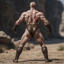ass bald bald_male beard black_beard god_of_war greek_mythology kratos male male_only muscles muscular muscular_male north_mythology tattoo white_skin