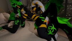 16:9 3d_(artwork) anal anal_sex anthro bedroom black_body bodily_fluids cum cum_drip digital_media_(artwork) dragon dripping felid fellatio fur genital_fluids genitals green_body green_fur group group_sex hi_res inside looking_pleasured male male/male mammal mayu_(azuki) mr.foxboys mythological_creature mythological_scalie mythology nardoragon oral penetration penile penis peq42 raised_tail red_penis scalie sex stripes tail threesome trio wickerbeast widescreen yellow_penis