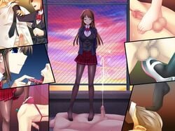 ballbusting bondage censored cfnm clothed_female_nude_male cumshot erect_while_penetrated female_penetrating_male femdom footjob koibumi pantyhose riumu saliva school_uniform schoolgirl shoejob stomping tamakeri uwabaki