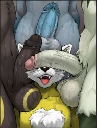 akatosh anthro athletic ball_markings balls balls_on_head big_balls big_penis black_balls black_body black_fur blue_balls blue_body blue_fur blue_penis bodily_fluids can't_see_the_haters canid canine chest_tuft clrfoolished eeveelution foreskin fox fur generation_2_pokemon generation_4_pokemon generation_9_pokemon genital_markings genitals glaceon green_balls green_body green_fur green_penis group hi_res male male/male mammal markings meme meowmeow_(akatosh) meowscarada nintendo penis penis_on_face pokemon pokemon_(species) retracted_foreskin surrounded_by_penis sweat sweatdrop sweating_profusely sweaty_balls sweaty_genitalia tongue tongue_out tuft umbreon whiskers white_body white_fur yellow_body yellow_fur