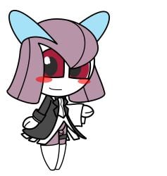 alpha_channel balls blush blush_stickers bottomless bow_tie butler_outfit clothed clothing digital_media_(artwork) gawain_(lunamann) generation_3_pokemon genitals hair hi_res kirlia legband legwear looking_at_viewer lunamann male mouth_closed nintendo penis pokemon pokemon_(species) purple_hair simple_background small_penis smile solo stockings suit thighband transparent_background