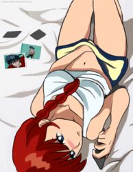 1girls clothed_masturbation clothing female female_only godtier hand_in_pants masturbation ranma-chan ranma_1/2 ranma_saotome shorts small_breasts solo