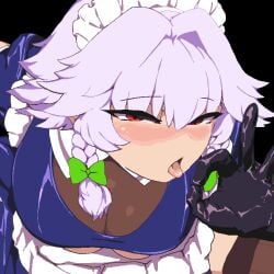 1girls animated blowjob_gesture blush female light-skinned_female light_skin sakuya_izayoi tagme takorin touhou
