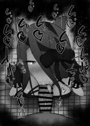 1boy 1girls :>= big_penis black_and_white blush breasts censored detailed_background dress drooling eyelashes fate/grand_order fate_(series) fellatio female hair_over_one_eye heart human kurotama long_hair looking_at_viewer male male_pov oral oral_sex penis pov room saliva shiny_skin sketch sound_effects squatting straight sweat text tongue_out typhon_ephemeros_(fate) vein veiny_penis