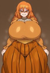 agate_lightvale ai_generated breasts_bigger_than_head captain_kirb_(style) dress facing_viewer female glitchtale goonsoul huge_breasts huge_thighs hyper hyper_breasts hyper_thighs juliet_sleeves long_dress long_hair long_sleeves looking_at_viewer musk older_female orange_dress orange_eyes orange_hair plump sadistic_smile shiny solo standing steaming_body sweat sweating sweaty thick_thighs thighs_bigger_than_head thunder_thighs undertale undertale_(series) undertale_au undertale_fanfiction voluptuous voluptuous_female wide_hips