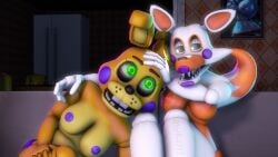 3d 4k animatronic baby_(fnafsl) black_eyes bunny bunny_ears bunny_girl circus_baby_(fnaf) disboi215 fingerless_gloves fox fox_ears fox_girl fox_tail glowing_eyes green_eyes happy happy_expression highres lipstick lolbit_(fnaf) mangle_(fnaf) orange_body orange_nipples orange_shorts panties pink_nipples purple_cheeks purple_lipstick purple_nipples purple_shorts rabbit rabbit_ears rabbit_girl refrigerator robot rosy_cheeks sfm sharp_teeth shorts source_filmmaker striped_panties summer_of_87_baby topless topless_female toy_bonnie_(fnaf) toy_chica_(fnaf) toy_spring_bonnie_(fnaf) white_body white_eyes yellow_body